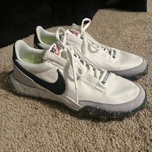 Nike Waffle Racer Crater White and Black Athletic Shoes  Gray Accents Womens’ 7